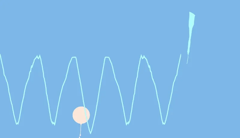 Illustration of a balloon following an oscillating path through the atmosphere.