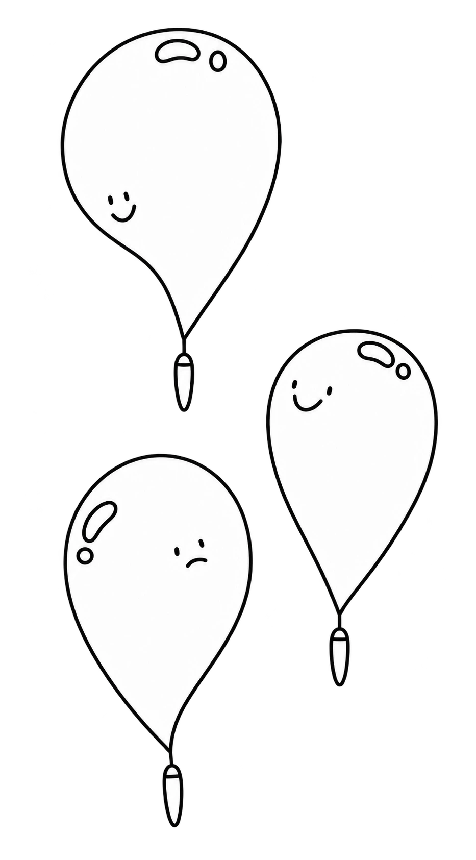 Illustration of three cute and friendly weather balloons floating around.
